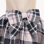 PUPTECK Classic Plaid Dog Dress Pet Apparel with Cute Bowtie Puppy Clothes Outfit,Cream,XS