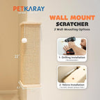 PETKARAY Sisal Corner Cat Scratcher, 22" Large Cat Wall Scratcher, Scratching Post for Indoor Cats, Wall Mounted Sisal Scratch Pad with Toy Ball