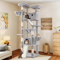 WEEWAY Cat Tree Tower for Indoor Cats,81'' Multi-Level Cat Furniture Activity Center,Stand House Condo Cave,Sisal Scratching Posts Ramps,Plush Perches Platforms Basket Hammock,Grey