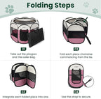 Love's cabin Pet Puppy Dog Playpen, Medium Dog Tent Crates Cage Indoor/Outdoor, Portable Playpen for Cat, Foldable Pop Up Dog Kennel Playpen with Carring Case, Removable Zipper Top, Light Pink