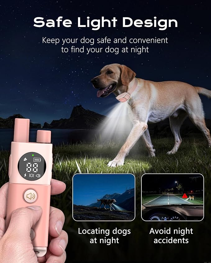 Jugbow Shock Collar for Dogs - 4200FT Remote Training Collar for 15-120lbs Small Medium Large Dog, LED Light & Waterproof Electric Collars with 3 Training Mode for All Breeds (Pink)