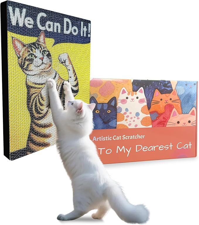Art Cat Scratching Pad,Wall Scratcher for Indoor Cats - 16.54x11.81x1.18 Inches, Double-Sided Use, Cat Cardboard Scratcher Fits All Breeds & Sizes, Easy to Install,Cat Gifts
