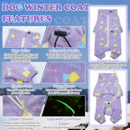 ROZKITCH Dog Pajamas Warm Coat, Pet Windproof Warm Cold Weather Jacket Vest with Luminous Zipper, Jumpsuit Apparel Outfit Clothes for Small Medium Large Dog Geometry S