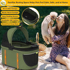 PAWZIDEA Portable Small Dog Crate for Car Travel up 33lbs, Enclosed Dog Car Seat Soft-Sided, Escape-Proof Reversible No-Zip Canopy, Foldable Pet Carrier Seatbelt for Small Medium Puppies & Cats Kennel