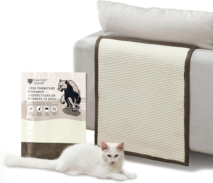 Panther Armor Sisal Furniture Defender, Anti Scratch Furniture Protector [Back Rest in Brown] Cat Scratch Couch Protector, Cat Sofa Scratcher