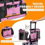 Cat Carrier Soft-Sided Travel Bag for Medium to Large Cats Over 15lbs, Small Dog Carrier Crate Top Entry Breathable Mesh Puppy 12 Pounds, Pet Rabbit Carrying Cage Kennel Collapsible Pink