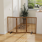Dog Gate 32" Tall Foldable Dog Gate for Doorways Freestanding Pet Gate for Dogs Indoor (Walnut, 3 Panel)