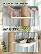 Cat Tree Floor to Ceiling Cat Tower Ajustable Height 97.1-124.4 Inches Tall and 4.5 Inches Thickened Post Large Cat Tree Tower for Indoor Cats Modern