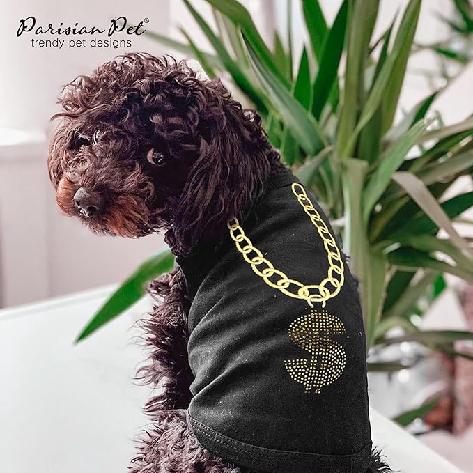 Parisian Pet Dog Shirt – 100% Cotton Shirts for Large Dogs – Black Sleeveless Puppy Clothes – Lightweight and Breathable Pet Apparel – Cool and Stylish Dog Clothes - Stretchy T Shirts for Dogs