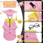 5 Pcs Dog Graduation Costume Set Include 2026 Pet Graduation Gown with Stole Puppy Grad Cap Lensless Glasses DIY Letter Stickers for Dogs Cats Holiday Costume Accessory(Pink Yellow,XL)