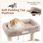 Cat Tree for Indoor Cats, 55.1 inch Cat Tower with 7 Sisal Scratching Posts, Multi-Level Cat Condo wit Large Play Platform Furry Ball, Cat Cave, 2 Padded Perches, Basket, Mushroom GCT013MU