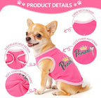 Dog Shirts, 3 Pack Girl Dog Clothes Cute Printed Puppy Clothes Sleeveless Outfits Pet T-Shirts Dog Clothes for Small Dogs Pet Apparel for Summer, Small (Pink,Rose,Purple)