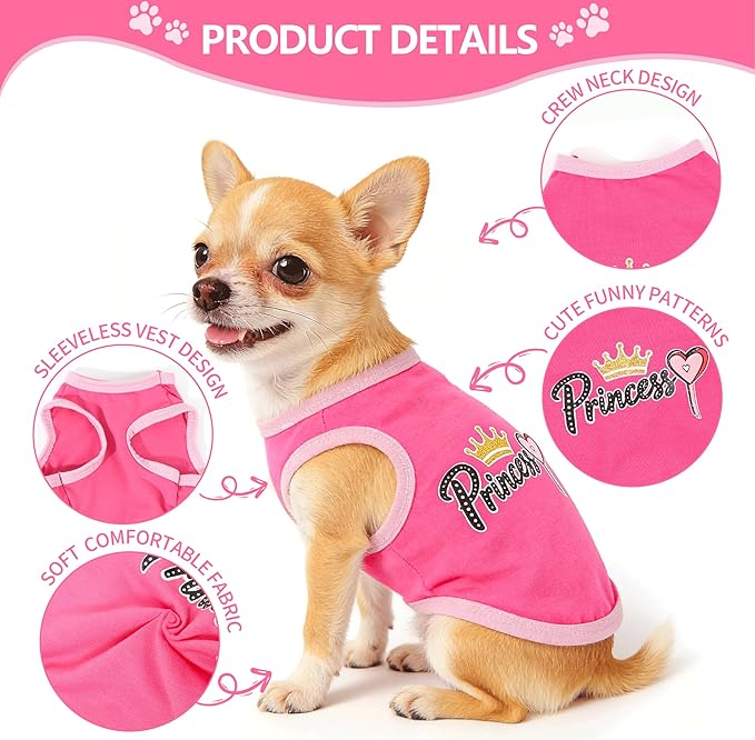 3 Pieces Dog Clothes for Small Dogs Girl Cute Small Dog Shirts Spring Summer Soft Puppy Outfits Clothing Pet T Shirts Yorkie Chihuahua Clothes XS (Pink,Rose,Purple, XSmall)