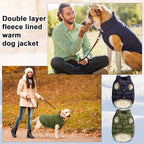 Syhood 2 Pieces Dog Jacket 2 Layers Fleece Lined Dog Jacket Warm Soft Windproof Small Pet Coat for Winter Cold Weather(L,Navy,Green)