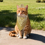choyaxo Dog Cowboy Hat Dog Cowboy Costume for Small Pet Dogs Cat Cowboy Hat with Bandana Scarf Set Party Accessories (Khaki, Medium)