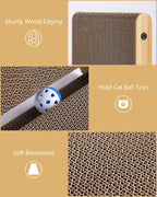 KIGOTY Cat Scratcher,17 Inch L Shape Cat Scratch Pad, Vertical Cat Scratcher Board, Cats Scratchers for Indoor Cats, Cardboard Cat Scratching with Ball,Cats Toys