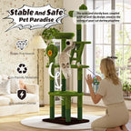 72in Cactus Cat Tree Tower – Transparent Capsule, Sisal Scratching Posts & Plush Perches | Multi-Level Adventure Center for Kittens & Large Cats, Sturdy & Stylish Home Decor (Green)