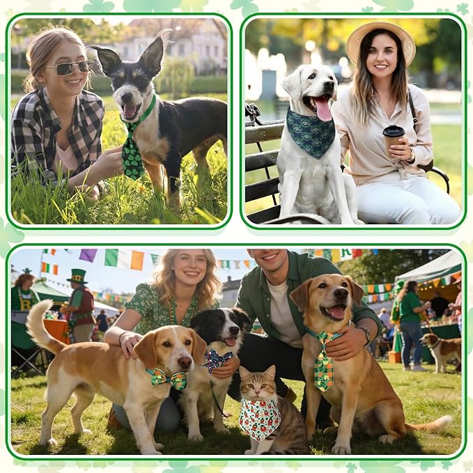 Reginary 120 Pcs Dog Bandanas Bulk Dog Bows Set Bow Ties Cat Scarf Colorful Washable Triangle Pet Kerchief Cute Bib for Summer Small Medium Large Pets Grooming Accessories Costume (St. Patrick's Day)