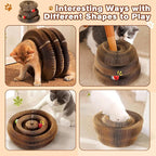 2 PCS Magic Organ Cat Scratcher Board with 6 Balls, Foldable Recyclable Accordion Cats Toy with Ball and Track Adventure, Cat Scratching Pad, Retractable Reversible Furniture Protector(Brown)