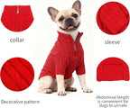 Small/Medium Dog Sweater, Warm Dog Winter Coat w/Sleeves, Comfortable High Neck Premium Dog Clothes for Bulldog-Best for Holidays, Daily Walks L Red