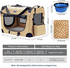 Petprsco Portable Collapsible Dog Crate, Travel Dog Crate 24x17x17 with Soft Warm Blanket and Foldable Bowl for Large Cats & Small Dogs Indoor and Outdoor
