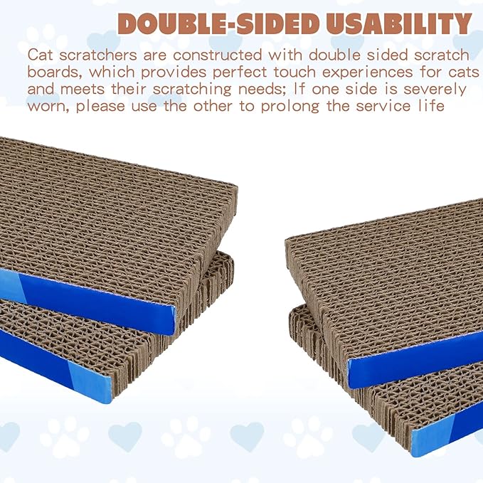 Tatuo 10 Pcs Cat Scratching Pads Large Cat Scratcher Cardboard 14.6 x 4.7 Inch Double Sided Scratch Board, Non-Toxic, Durable, Safe for Pets