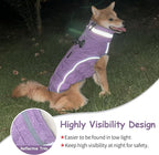 Malier Dog Coat, Reflective Dog Jacket Waterproof Windproof Puppy Cold Weather Coats with Harness Built in, Winter Extra Warm Pet Coat Fleece Vest for Small Large Pets and Puppy (Purple, XXX-Large)