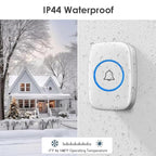 Wireless Doorbells, 1PlusOne White Waterproof Door Chime Kits Includes Push Button, Plug-in Receiver, Operating Over 1000 Feets Range, CD Quality Sound and LED Flash (2 Transmitter + 3 Receiver)