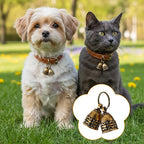 2 PCS Copper Collar Bell for Small Pet 1.7 Inch Pure Copper Bells Retro Craft Bells Handmade Small Bell for Crafts Anti-Lost Id Tags for Home, Door or Decoration