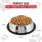 Loving Pets Stainless Steel Non-Tip Dog Bowl – Heavy Duty No Spill Dog Bowl with Removable Rubber Base – Durable, Non-Skid Stainless Steel Dog Food Bowl & Dog Water