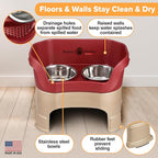 Neater Feeder Deluxe Mess-Proof Elevated Dog Bowls for Large Dogs (40+ lbs), 2 Height Adjustable (14.5” & 17.5”) No-Spill Raised Dog Bowl Stand, Stainless Steel Food Bowl Set, Made in USA, Cranberry