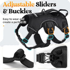 rabbitgoo Escape Proof Dog Harness, Soft Padded Full Body Pet Harness, Reflective Adjustable No Pull Vest with Lift Handle and Leash Clip for Large Dogs Walking Hiking Training, M, Black