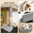 Cat Scratch Furniture Protector, 78.7"x15.8" Self Adhesive Cat Scratch Mat Pad,Cut to Fit DIY Replacement Carpet for Tree,Wall,Bed,Door, Couch Protector (Light Grey)