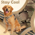 Funfox Dog Harness No Pull, Adjustable Pet Vest Harness, Super Soft Material with Vertical Handle Easy Control, Reflective Night Walking, 2 Leash Clips for Large Dogs, Camo Brown, L
