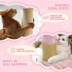 Magshion Cat Tree 60" Cats Tower for Indoor Cats, Multi-Level Cat Condo with Scratching Post, Top Perch, Sisal Board and Dangling Ball, Cat Stand Jumping Platform Kittens Pet Play House (Pink)