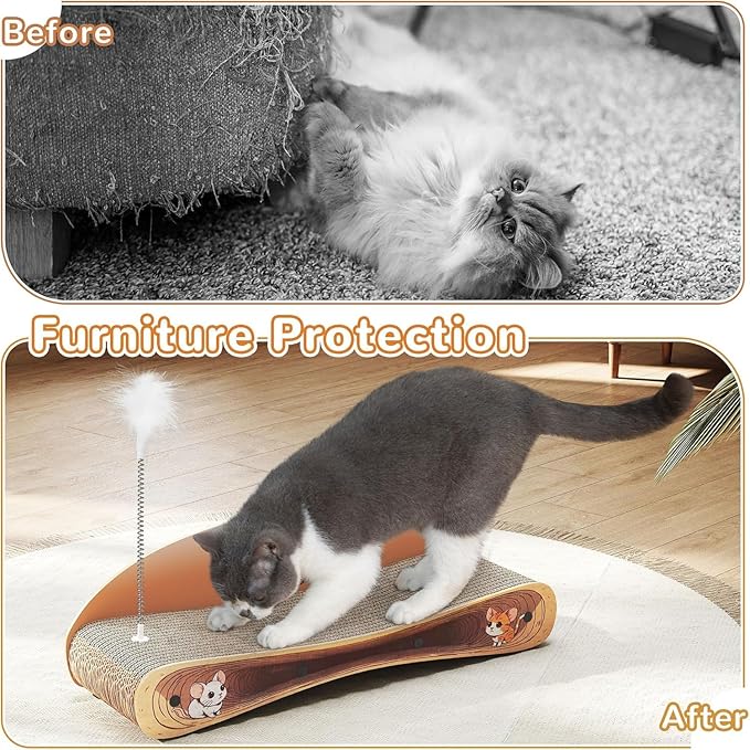 COZIWOW Cat Scratcher Lounge, Cat Scratching Board, Cardboard Lounge Bed, Durable Cat Scratching Pad Furniture Protector for Indoor Cats Kittens (Colorful)