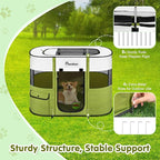 Dog Playpen, Portable Pet Playpen Cat PlayPens, 600D Oxford Dog Kennel Tent Crate, Waterproof&Breathable, Indoor Outdoor Travel Camping Use for Medium/Large Breed with Carrying Case+Folding Bowl(L)