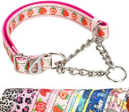 Cute Strawberry Pattern No-Pull Dog Collar, Reflective Martingale Training Collar with Adjustable Chain for Medium, Large & XL Breeds(Strawberry M)