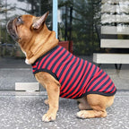 iChoue English Bulldog 100% Breathable Cotton Striped T Shirts Halloween Vest Clothes for Medium Dogs Tank Tops French Frenchie Pug Boston Terrier Pitbull Red Blue Stripes - XXLarge