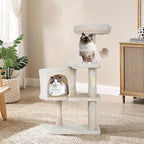 36" Multi-Level Cat Tree Tower with Scratching Posts, Toys & Condo - Space-Saving Design for Indoor Kittens, Compact Floor Footprint & Vertical Space for Multi-Cat Homes-Beige