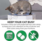 Furhaven Cardboard Hideout w/ Catnip for Indoor Cats, Ft. Scratching Pad, Ball Track, & Toys - Kitty Hideaway Corrugated Cat Scratcher House - Cat Print, One Size