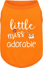 Cotton Dog Shirt with 'Little Miss Adorable' Corgi Head Print, Soft & Breathable Pet Apparel for Small, Medium, and Large Dogs, All-Season Sleeveless Vest, Cute and Comfortable Dog Outfit.Orange 4XL