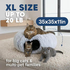 Cat Donut Tunnel Bed - Cat Tunnels for Indoor Cats - XL Plush Circle Hideaway with Cat Toys, 3-in-1 Foldable Playground & Cozy Cave Bed, Gift-Ready House Under Christmas Tree for Ferret, Rabbit, Kitty