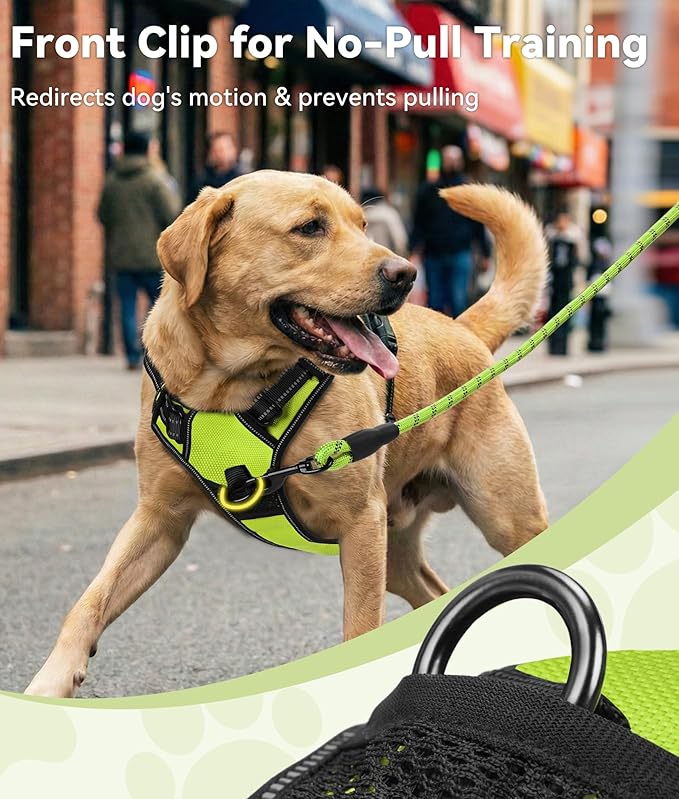 Joytale No Pull Dog Harness for Extra Large Dogs, Reflective Pet Vest with Front Clip, Adjustable Soft Padded Harnesses with Easy Control Handle for Training and Walking, Green, XL