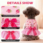 EXPAWLORER Dog Harness Small Medium Sized Dogs, Plaid Dog Dress Bowknot Harness and Leash Set, No Choke No Pull Soft Mesh Vest Cute Princess Puppy Outfits Clothes Costume for Girls Party Cats Pink M