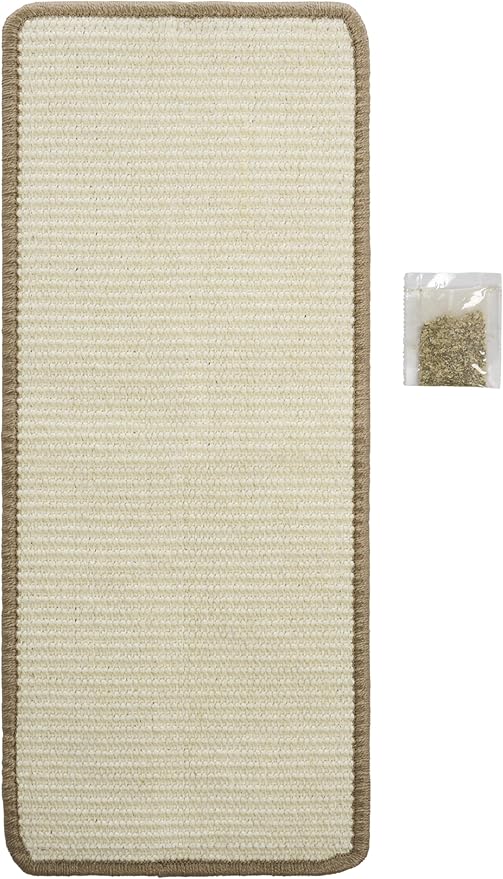 SAFAVIEH Cat Scratch Mat Pad Collection, 12" x 16", Ivory, Sisal & Jute Boucle Weave, Velcro & Slip Resistant Backing