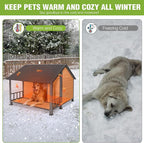 GUTINNEEN Extra Large Heated Dog House for Outside XXL Insulated Dog House Outdoor Dog Kennel with Safe Heated Pad, Chew-Proof Metal Frame, Thermal Liner for Large Dog Breeds, 44.5" L x 45" W x 35" H