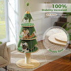 Modern Cat Tree-51.2" Cat Christmas Tree w/Thick Scratch Post(φ5.4in), Wood Cat Tower w/ 3 Condos-Heavy Duty Furniture w/Metal Frame & Replaceable Mat for Indoor Kitty, Green