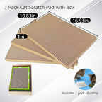 3 Pack Cat Scratch Pad with Box,Slope Cardboard Scratcher for Indoor Cats Protects Furniture,Reversible Scratching Board for Cats with Catnips Bed for Small Medium Cats Kitten Rest