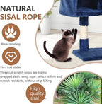 FDW | 36" Cat Tree Tower | Navy Blue | Multi-Level Indoor Activity Center with Sisal Scratching Posts, Condos, Plush Perches, Hanging Cat Toys | Sturdy, Easy to Assemble | for Kittens & Adult Cats